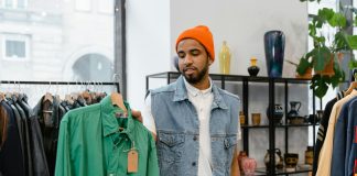 man choosing wardrobe