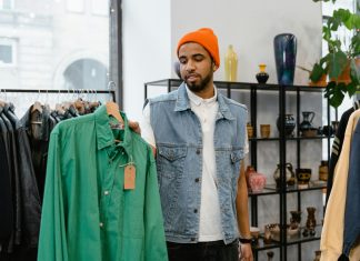 man choosing wardrobe