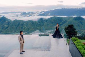 stylish man in elevated location