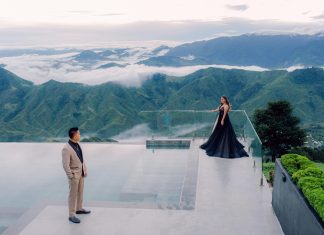 stylish man in elevated location